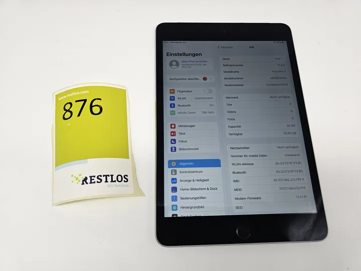 iPad Mini 4 32GB + Simkartenslot